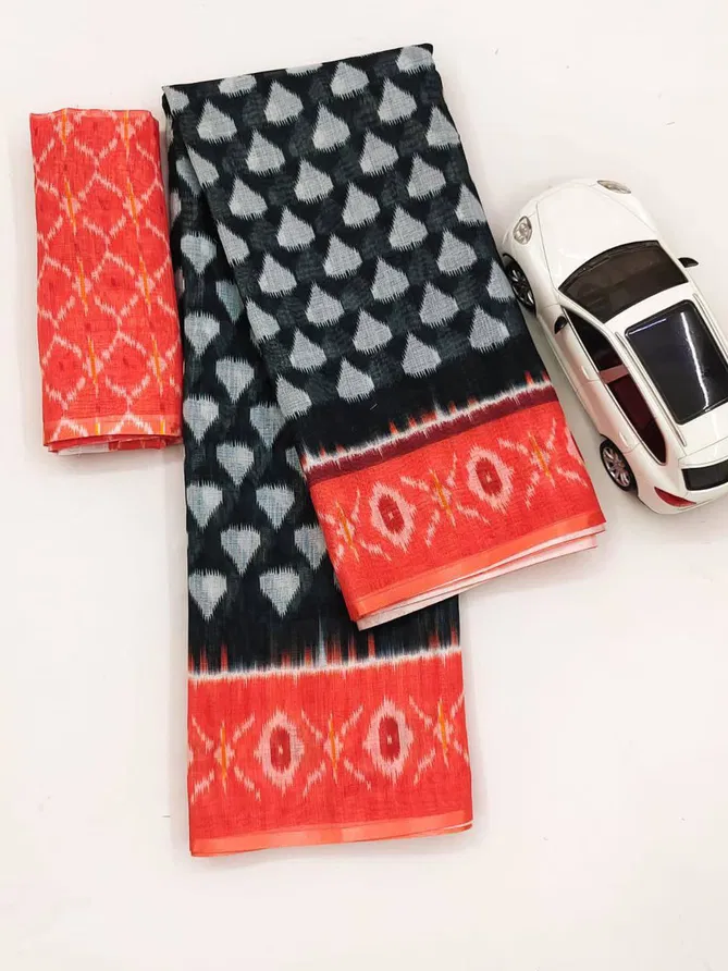 MG 237 Plain Linen Printed Daily Wear Sarees Catalog